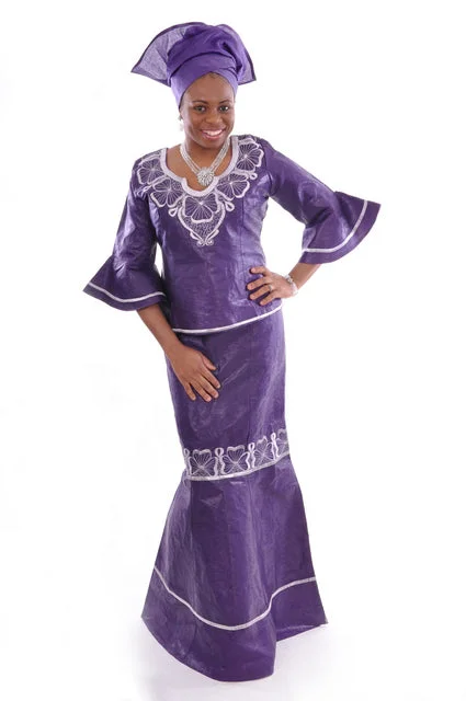 Purple and Silver Brocade Top with flare sleeves and Skirt corduroy skirt durable