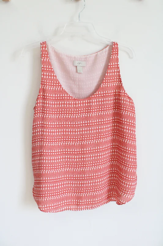 LOFT Salmon & White Patterned Tank Top | S flowy tank top