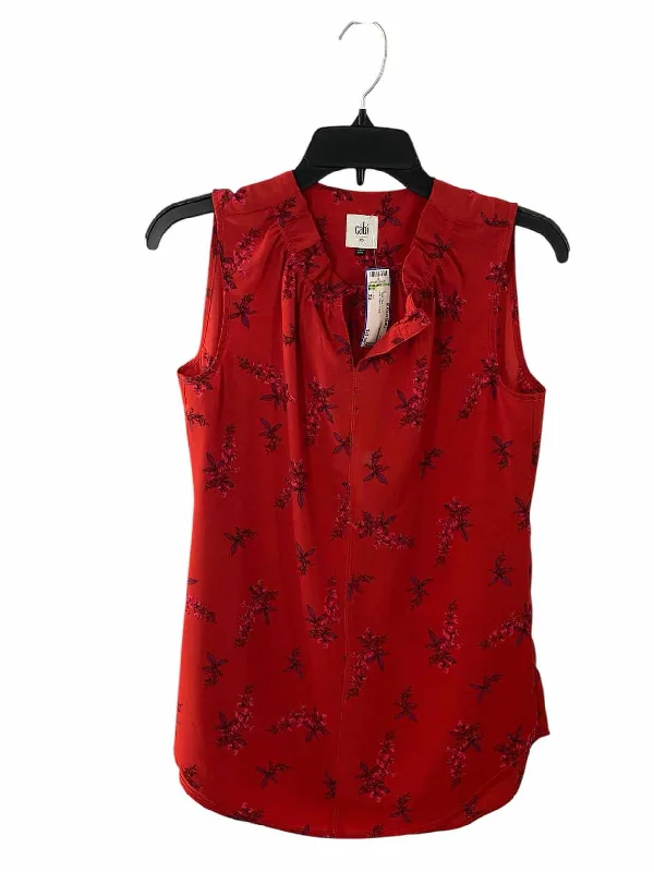 Cabi Size XS Red Black Floral Tank Top modal blend tank