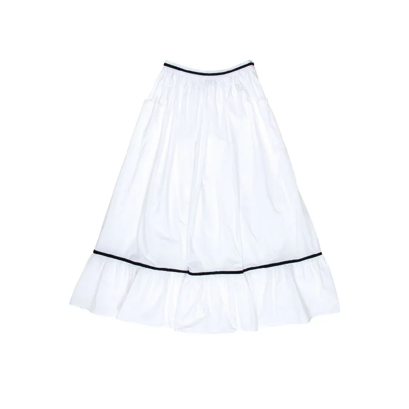 Batsheva White Poplin Kipp Skirt velvet skirt plush