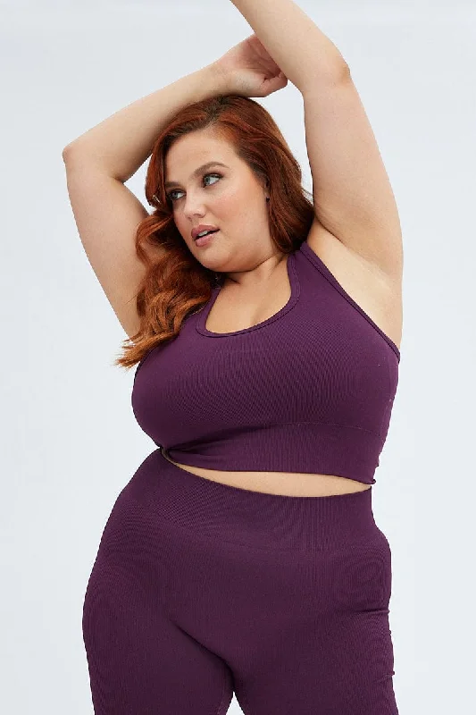 Purple Crop Tank Top Seamless Activewear bronze tank top