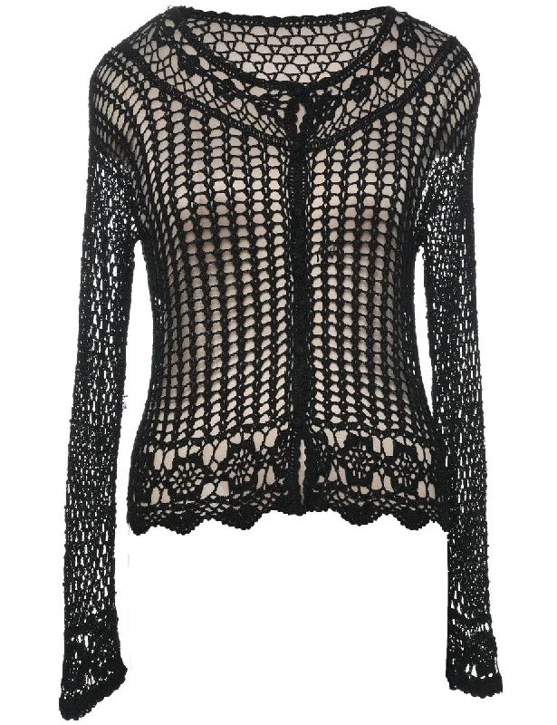 Y2K Crochet Cardigan - M Button Cardigan Zip Cardigan Pullover Cardigan