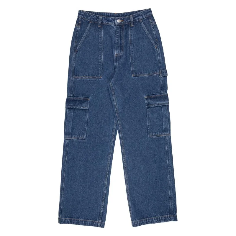 Santa Cruz Womens Pant Workers Cargo Pant - Classic Blue Denim Relaxed Fit Trousers