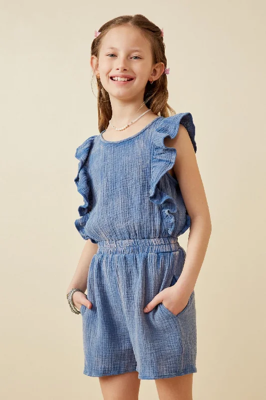 Crinkle Texture Ruffled Tank Romper striped tank top