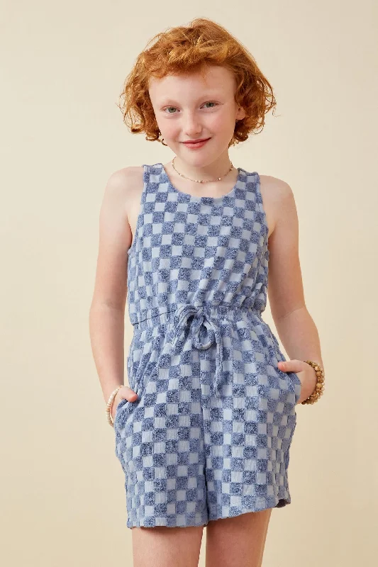 Checkered Terry Burnout Tank Romper flirty tank top