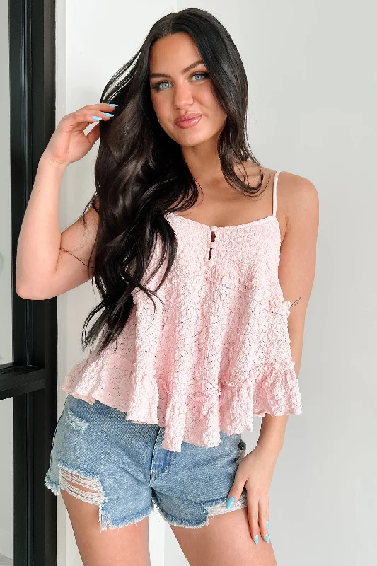 The Power Of Pretty Textured Babydoll Tank (Pink) neon tank top