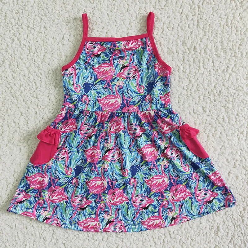 Clearance GSD0078 Girls rose camisole skirt with floral pocket corduroy skirt durable