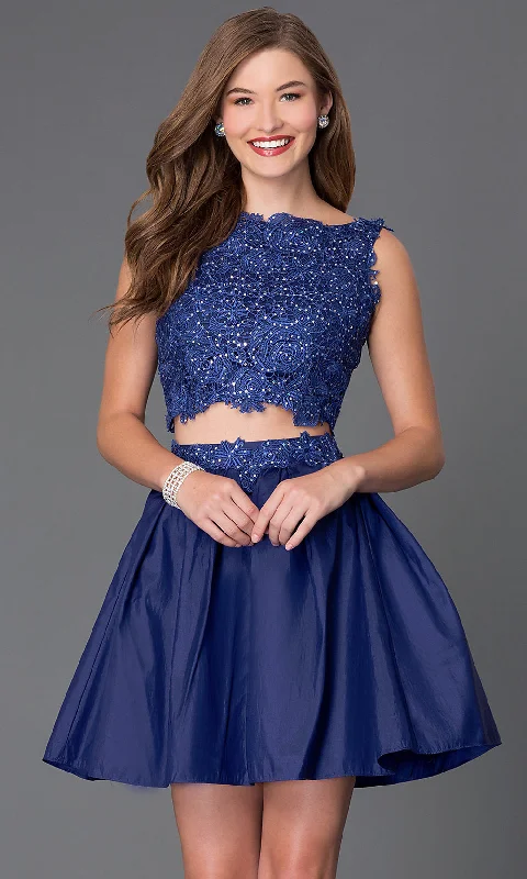Short Two-Piece Party Dress with Lace Bodice Tunics Practical durable