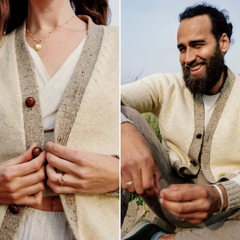Unisex Donegal Wool Cardigan Machine Wash Dry Clean Hand Wash