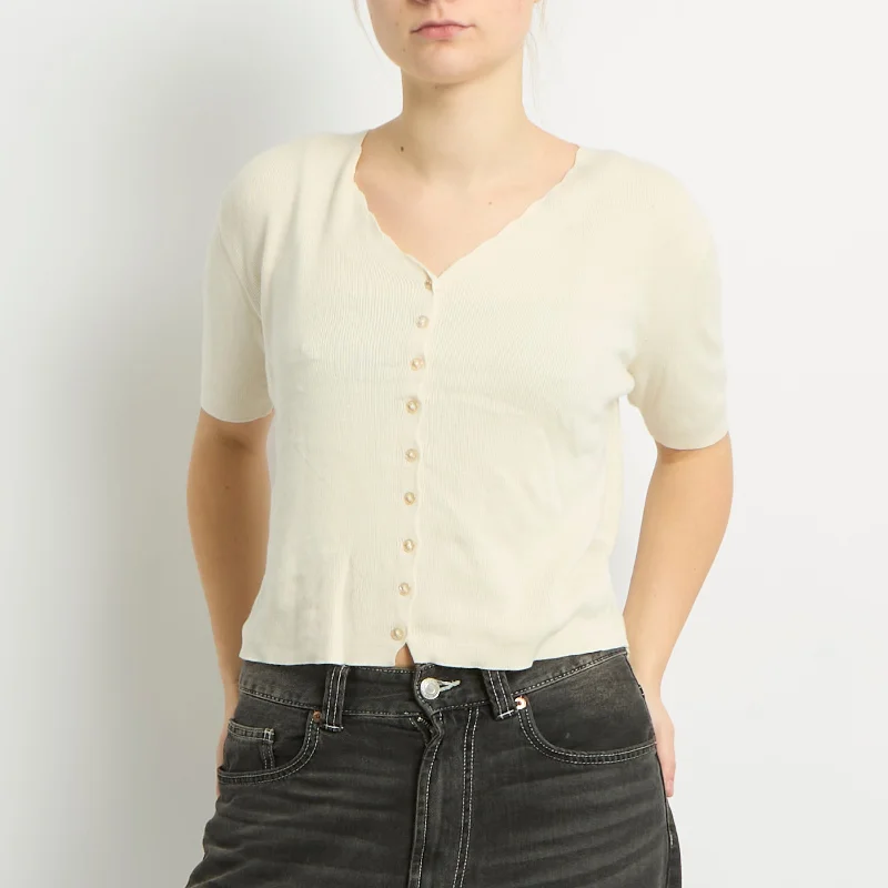 Short Sleeve Knitted Cardigan - UK 10 Elegant Classic Vintage