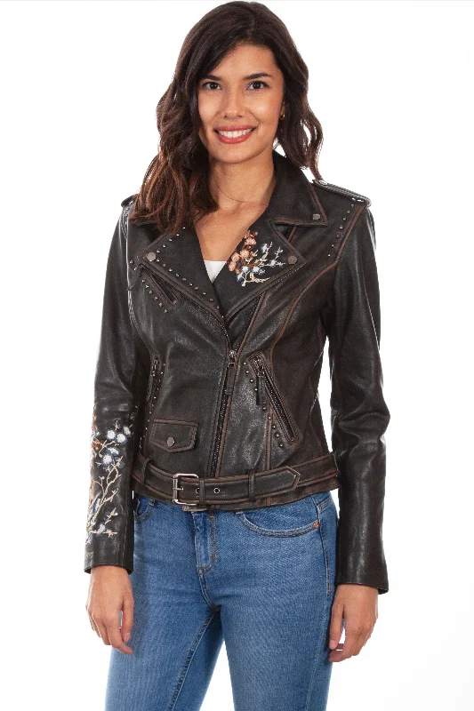 Embroidered Studded Moto Jacket. Plaid Jacket Tartan Jacket Houndstooth Jacket