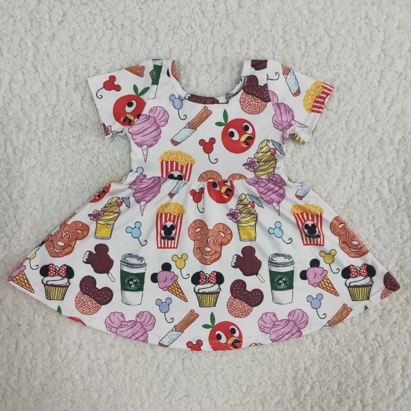 Clearance A11-24 Mickey cartoon apple short sleeve skirt no moq ribbed skirt waist