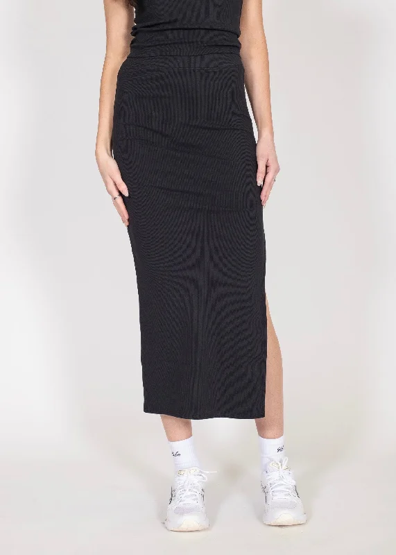 Ribbed Fitted Maxi Skirt wool skirt thick