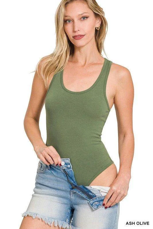 ZENANA | Premium Cotton Racer Back Tank Bodysuit stylish tank top