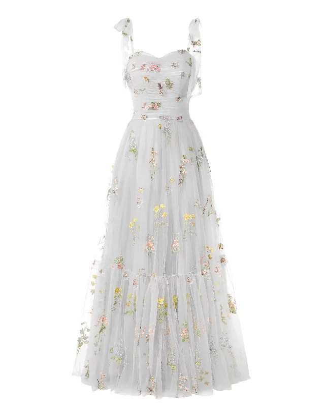 Elegant Embroidery White Prom Dresses Sweetheart Spaghetti Straps A Line Party Dress Long Simple Formal Dress Tunics Short Trendy