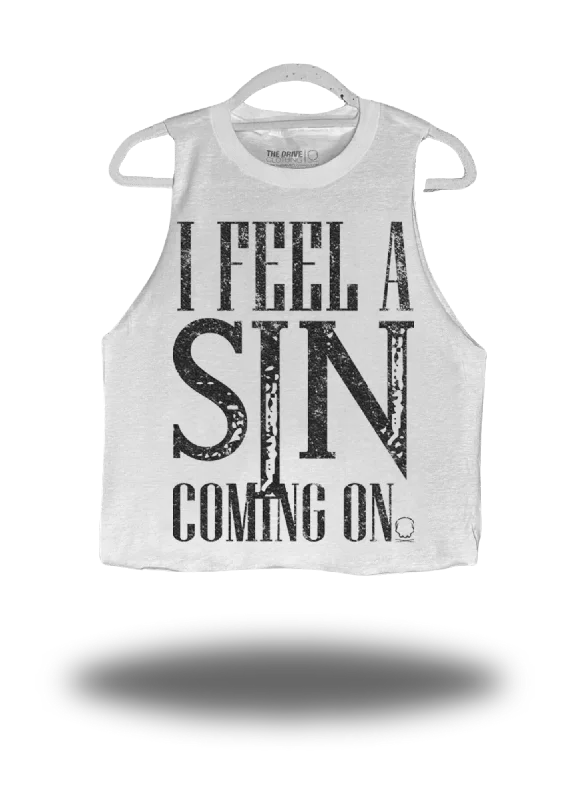 COMING ON CROP TANK TOP*WHITE* mesh tank top