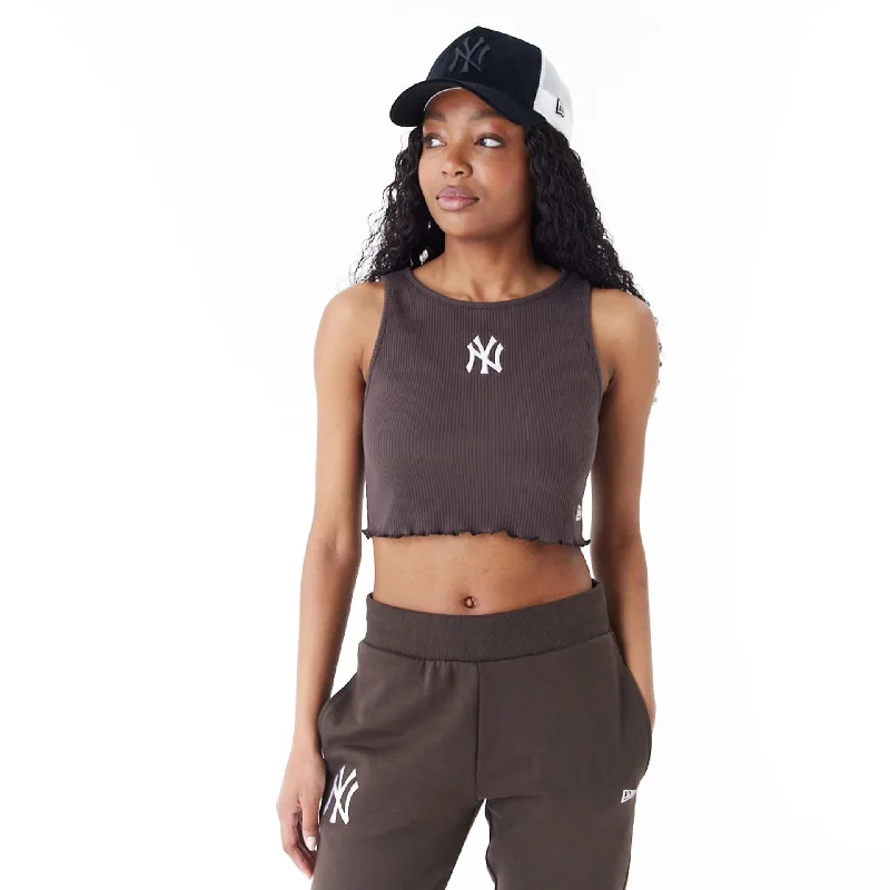 New York Yankees MLB Lifestyle Brown Crop Tank Top beige tank top