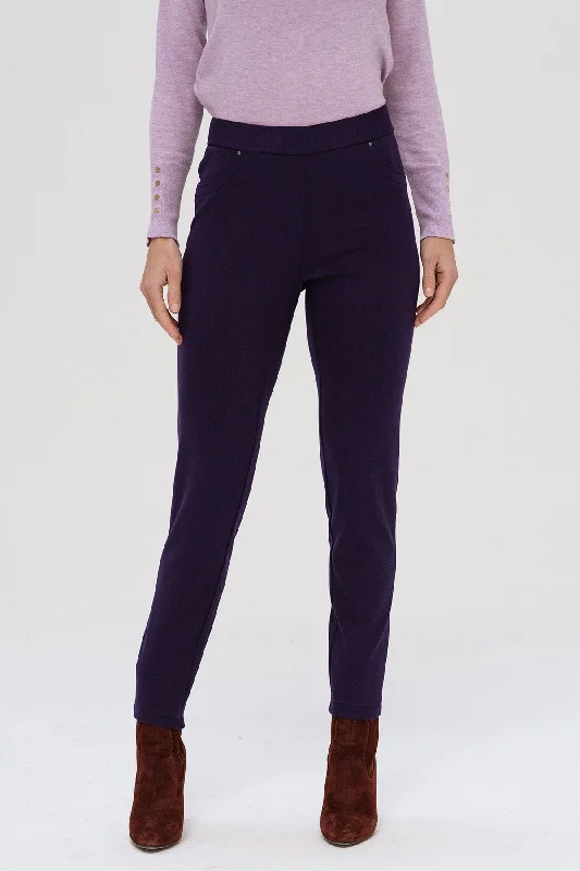 "May" Eggplant Pull On Pants Casual Skinny Fit Pants