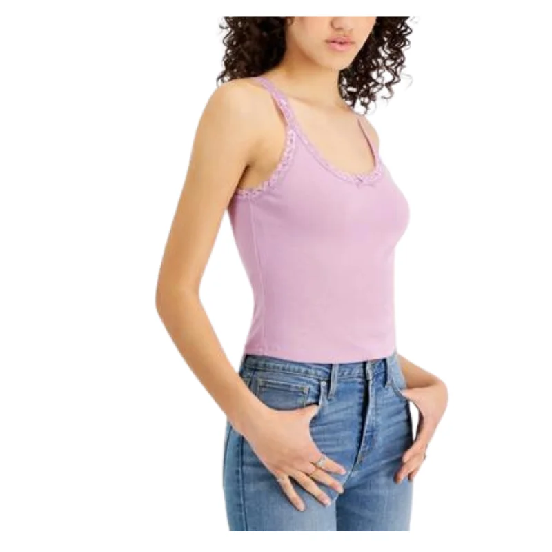HIPPIE ROSE Lace-Trim Tank Tank top flirty tank top
