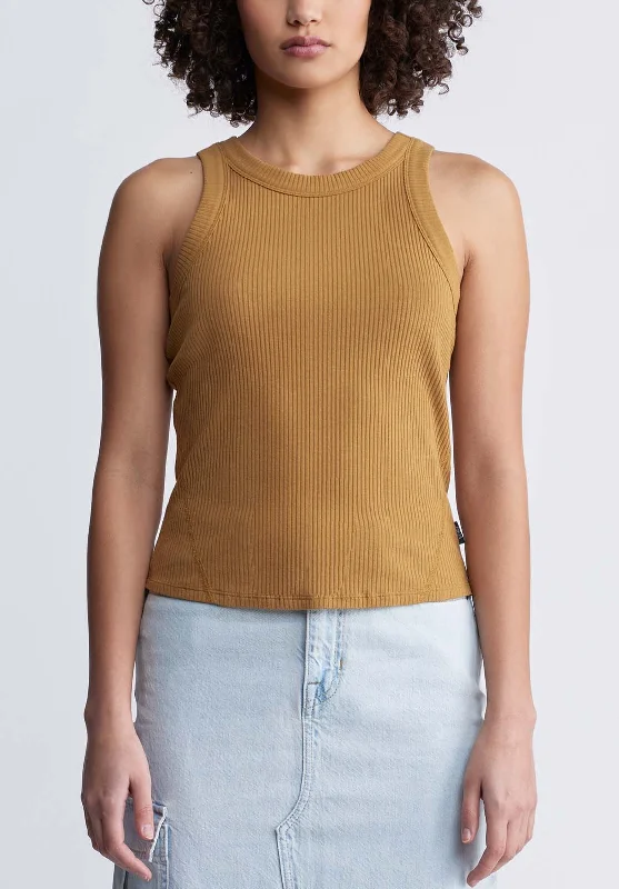 Regine Women’s Ribbed Tank Top in Tan - KT0119P loose fit tank
