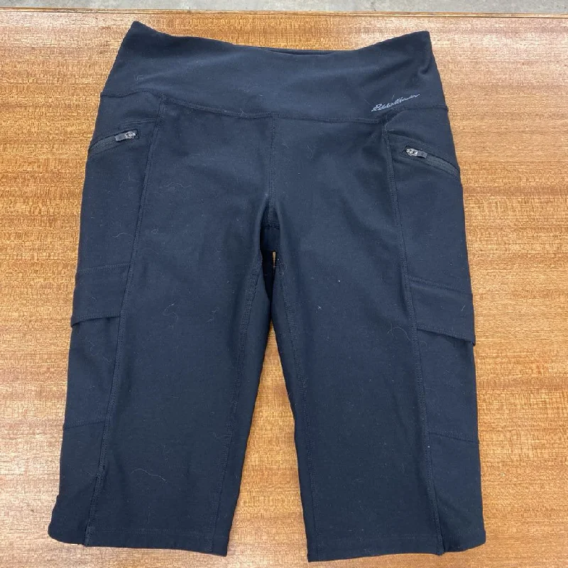 Eddie Bauer - capri pants : Black -women-SM Comfortable Pleated Pants