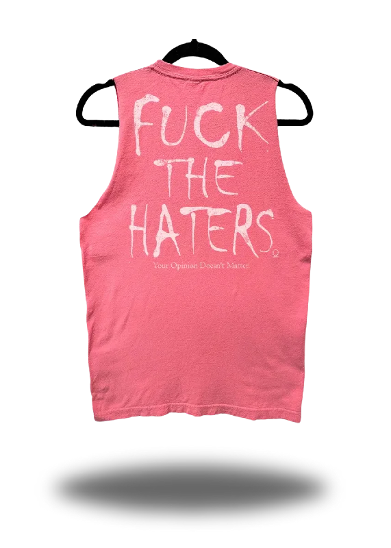 VINTAGE FUCK THE HATERS TANK TOP *PINK* fitness tank top
