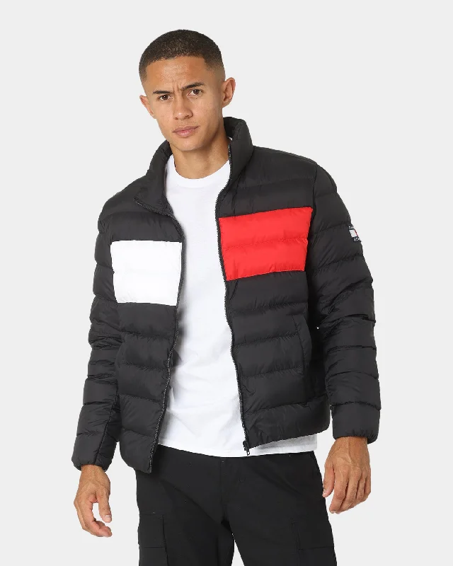 Tommy Jeans Essential Flag Down Jacket Black Hoodie Zip-Up Jacket Button-Up Jacket
