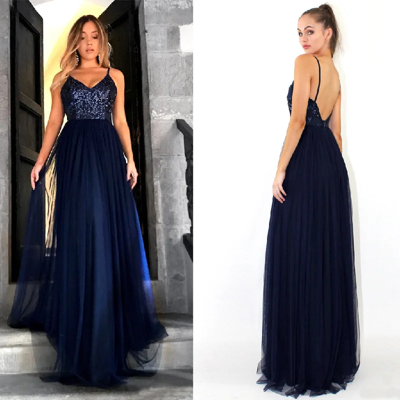 Long Prom Dress, Spaghetti Straps Prom Dress, Tulle Prom Dress, A-Line Prom Dress, Sexy Prom Dress, Backless Prom Dress, Floor-Length Party Dresses, Evening Dresses, LB0741 Shift Classic Vintage