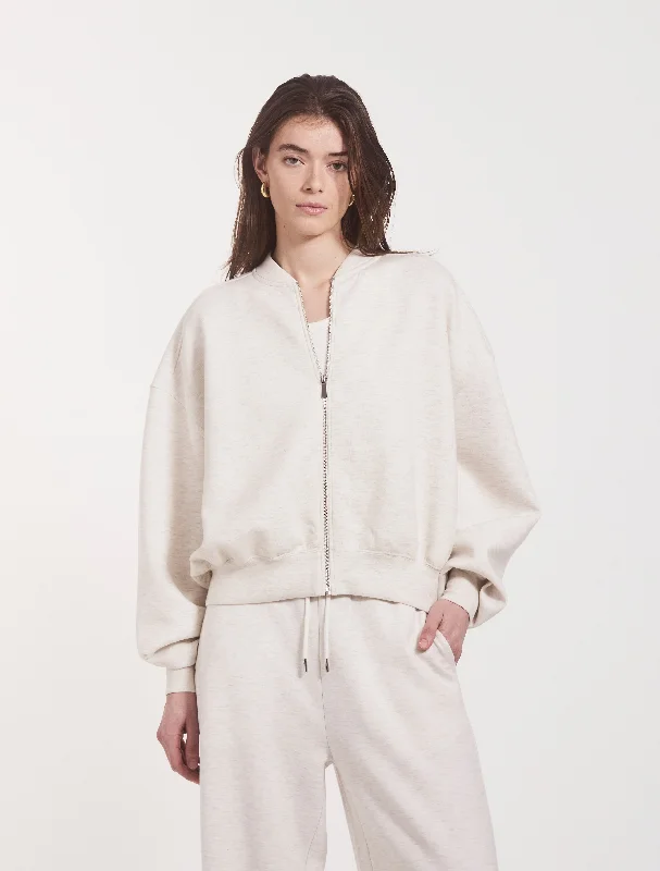 Signature Lounge Zip Jacket in Oatmeal Marl Elasticated Jacket Padded Jacket Insulated Jacket Signature Lounge Zip Jacket in Oatmeal Marl Elasticated Jacket Padded Jacket Insulated Jacket
