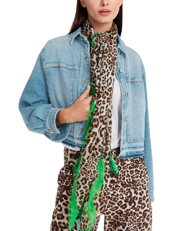 MARC CAIN Cropped Demin Jacket A-Line Jacket Boat Neck Shawl Collar
