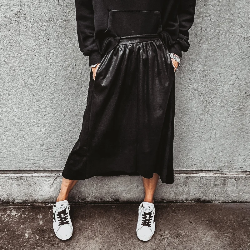 Montpellier faux leather midi skirt *NEW* chiffon skirt flowing