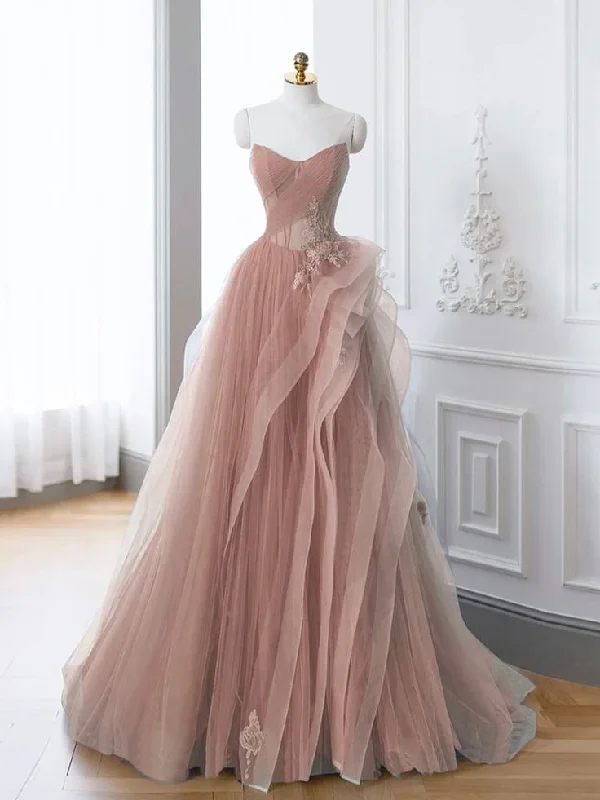 Pink A Line Off Shoulder Long Prom Dress Lace Party Dress Tunics Cozy comfortable