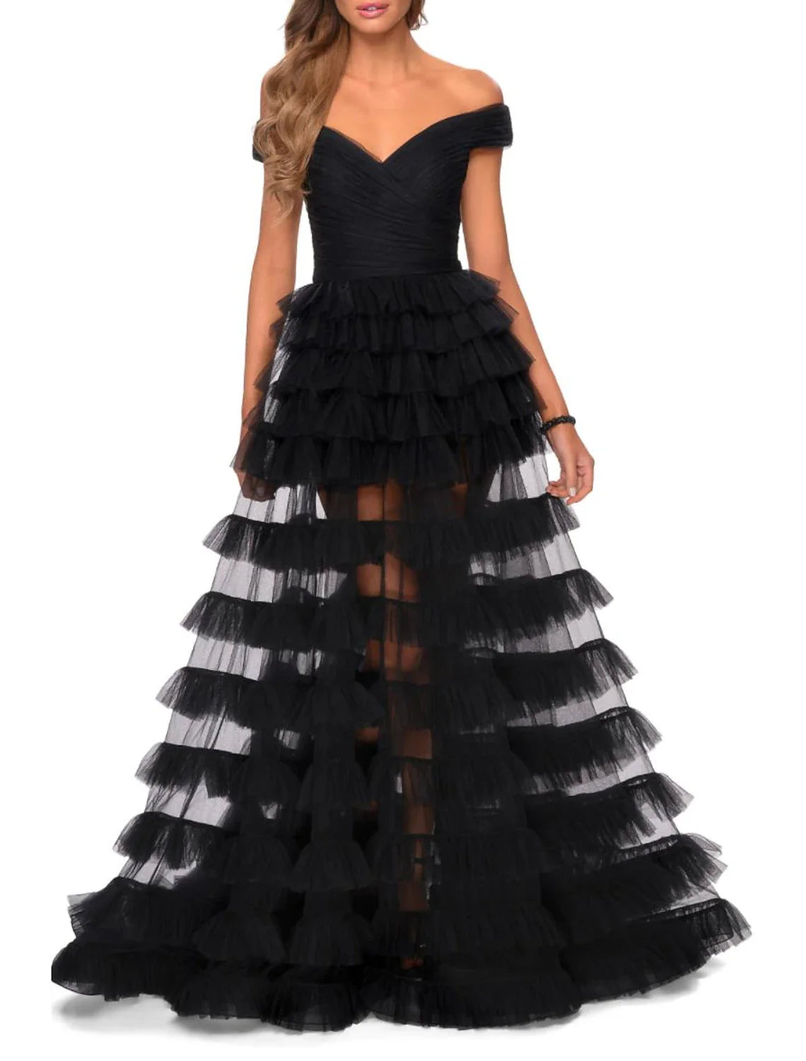 Ball Gown Party Dress Prom Dresses Tiered Plisse Dress Masquerade Prom Sweep / Brush Train Sleeveless Sweetheart Tulle V Back with Pure Color Tunics Bridal satin