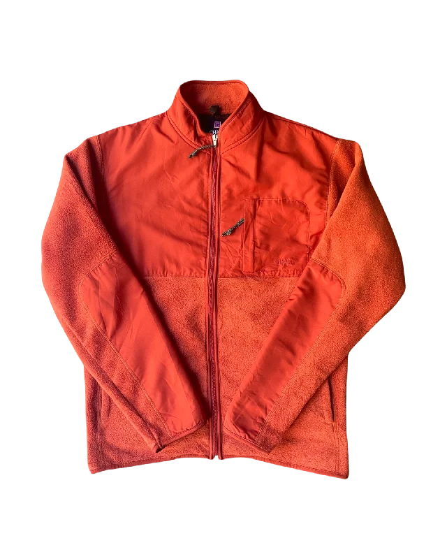 Vintage Chaps Fleece Zip Up Jacket Size L Denim Fabric Leather Fabric Suede Fabric