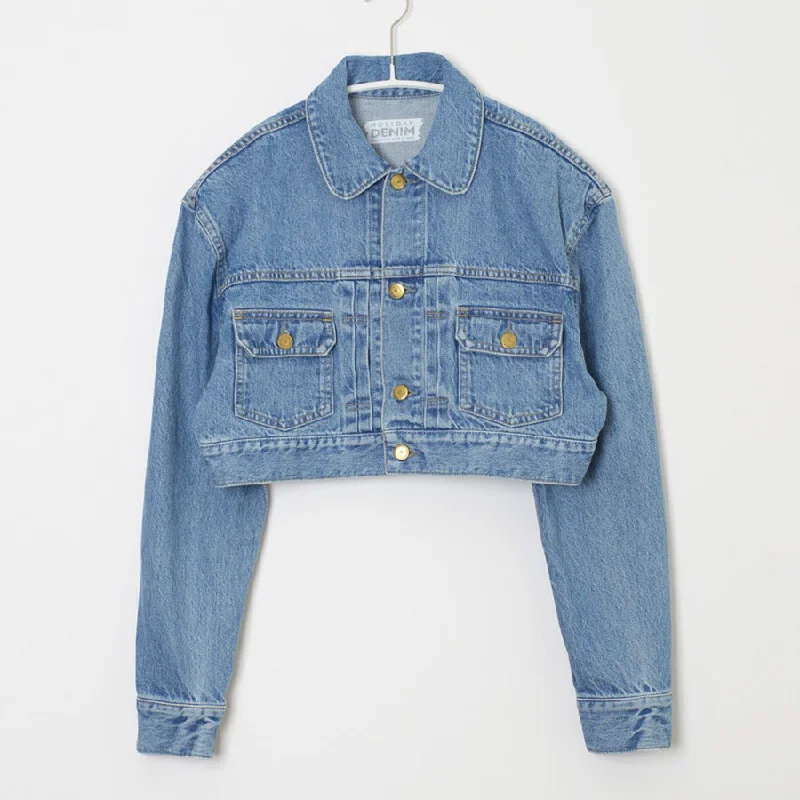 SALE 40%OFF ! <br/>【HOLIDAY/ホリデイ】CROPPED DENIM JACKET (LIGHT INDIGO) <br>23102033 Fitted Jacket Loose Jacket Oversized Jacket SALE 40%OFF ! <br/>【HOLIDAY/ホリデイ】CROPPED DENIM JACKET (LIGHT INDIGO) <br>23102033 Fitted Jacket Loose Jacket Oversized Jacket