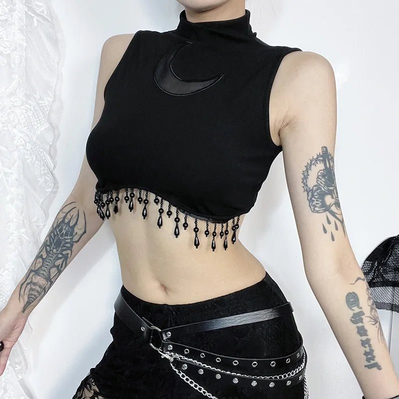 Celestial Moon Turtleneck Tank Top fitness tank top