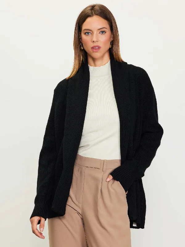 Long Sleeve Shawl Collar Cardigan Chenille Brocade Lace
