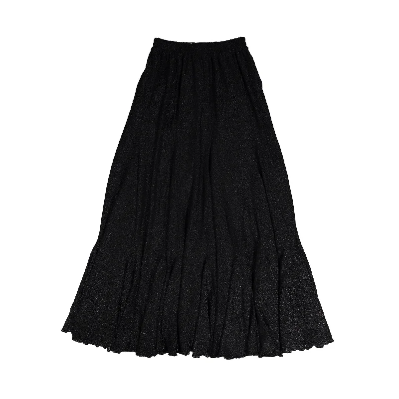 Venera Arapu Black Lurex Paneled Midi Skirt velvet skirt rich