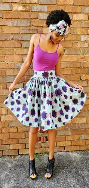 Bisola African Print High-wasit Skirt-DP3845SK modal blend skirt