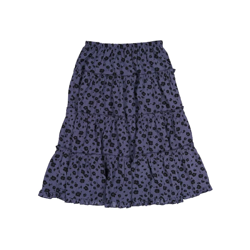 Ava and Lu Blue Floral Layered Skirt leather skirt sleek