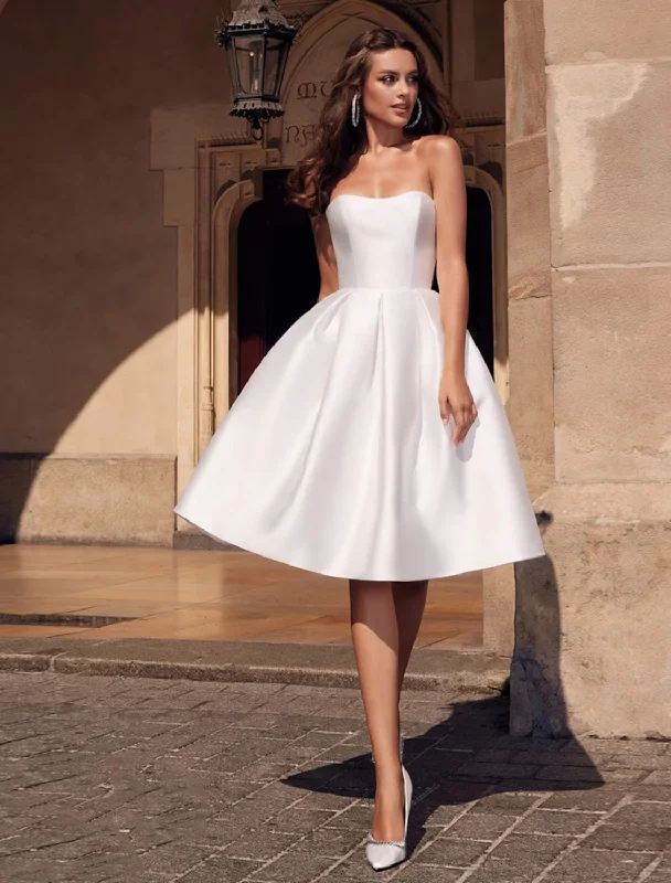 A-Line Cocktail Dresses Party Dress Homecoming Knee Length Sleeveless Strapless Stretch Fabric with Sleek Tunics stripes playful