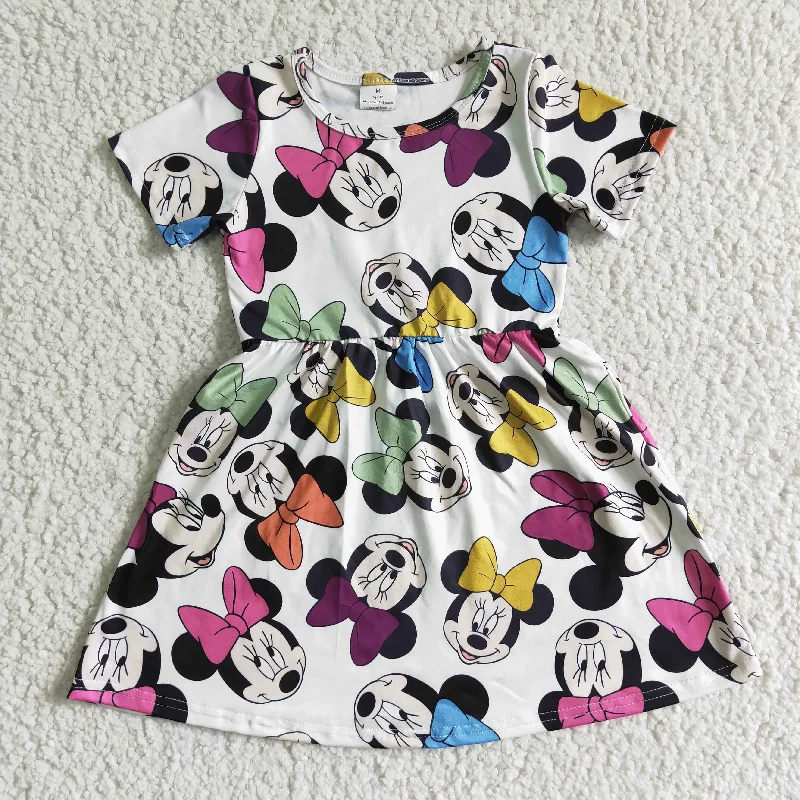 Clearance GSD0086 Girls Minnie short sleeve skirt high quality wrap skirt elegant