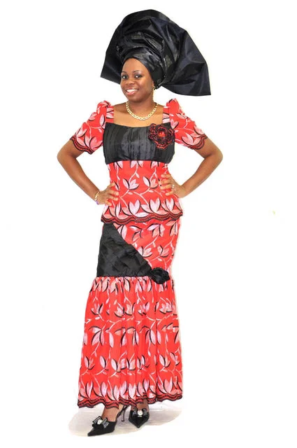Exquisite Red and Black Lace Skirt Suit with Rosette Stone cashmere skirt fine