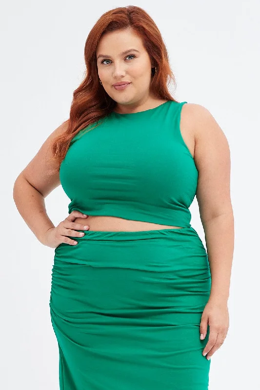 Green Tank Top Sleeveless Double Layer Jersey black tank top