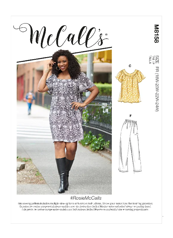 McCall's Pattern M8158 Women's Tops, Dresses, Shorts & Capri Pants Casual Wide Pants
