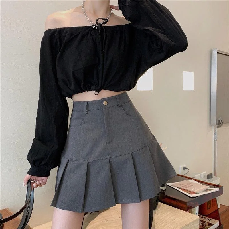 Pleated College Mini Skirt cashmere skirt plush
