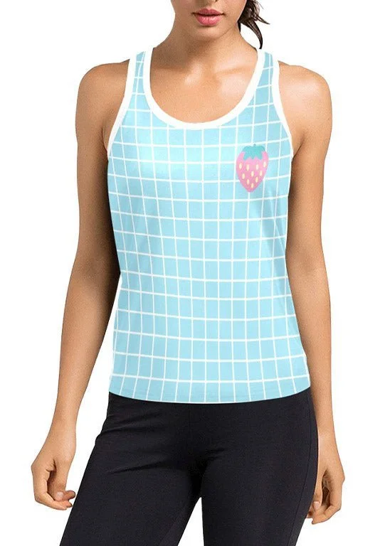 Blue Strawberry Racerback Tank Top cute tank top