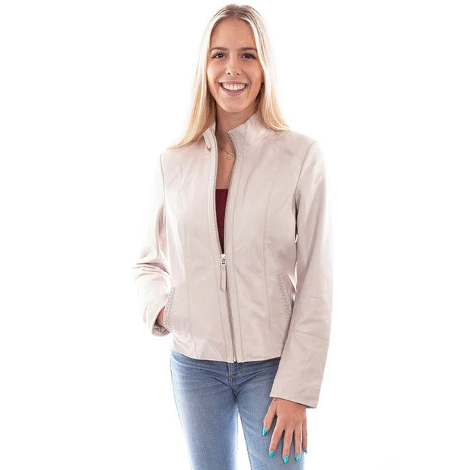 Stand-Collar Lambskin Jacket Rayon Fabric Velvet Fabric Corduroy Fabric