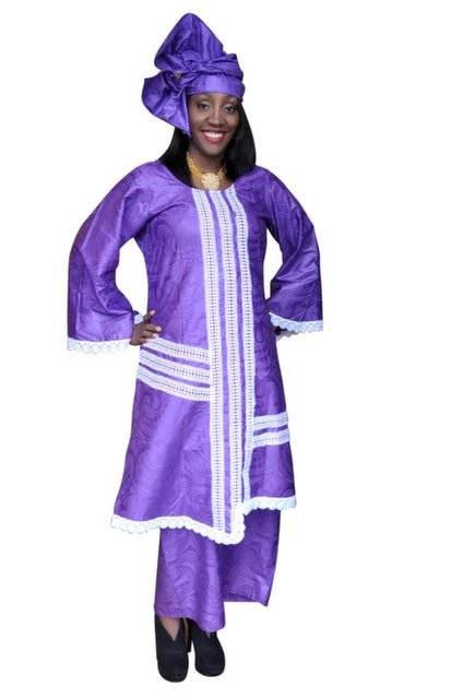Deep Purple and Off-White African Brocade Skirt Set-DP2962 velvet skirt sumptuous