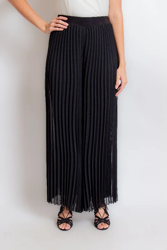 "Kimberly" Black Pleated Pants Classic Flared Pants